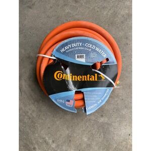 Continental Heavy Duty 50ft Rubber Garden Hose 5/8" Cold Water Orange USA Made